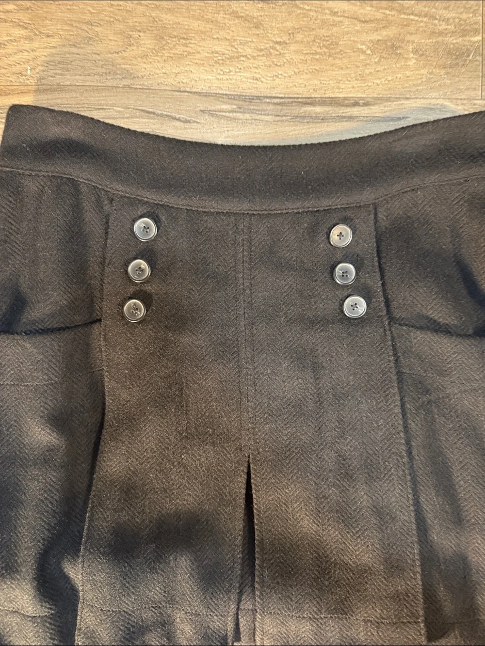 Free People Black Mini Skirt with Button Front Detailing - Size 6